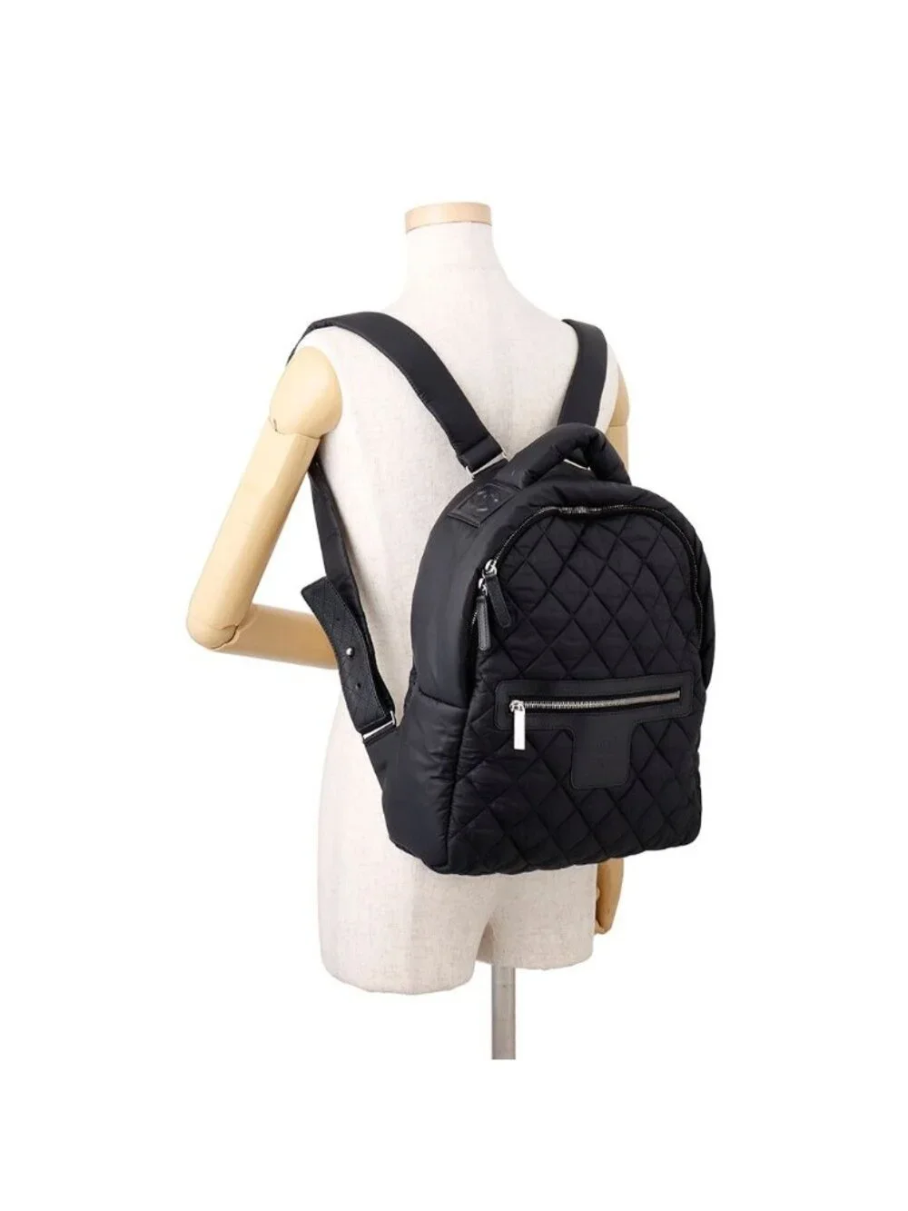 Chanel Backpack Quilted CC Logo Coco Cocoon Nylon Black
